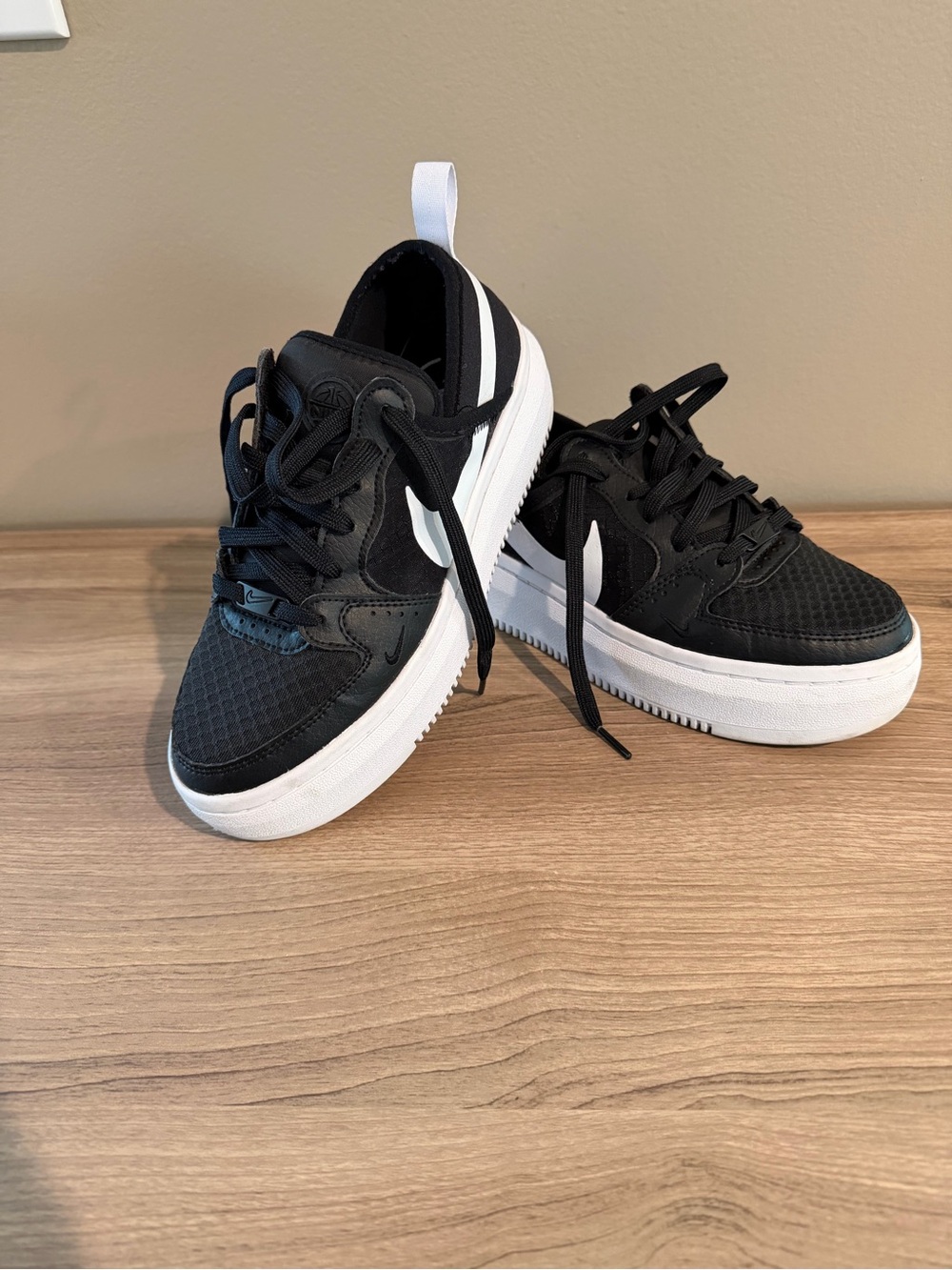 Nike Women’s Court Vision Alta Black and White Platform Sneakers